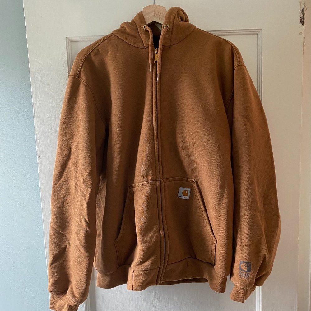 Carhartt Men's Brown Thermal Lined Full Zip Front Hoodie Sweatshirt